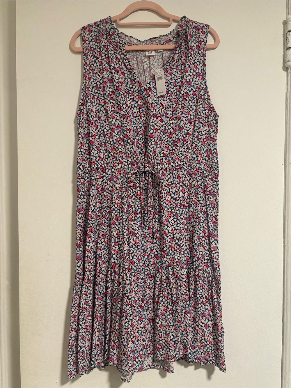 GAP Sleeveless Floral Tiered Dress in Pink, Blue & White new